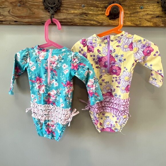 Pair of Ruffle Butts Girls Long Sleeve Swimsuits- Size 12-18m‎ - Picture 4 of 4